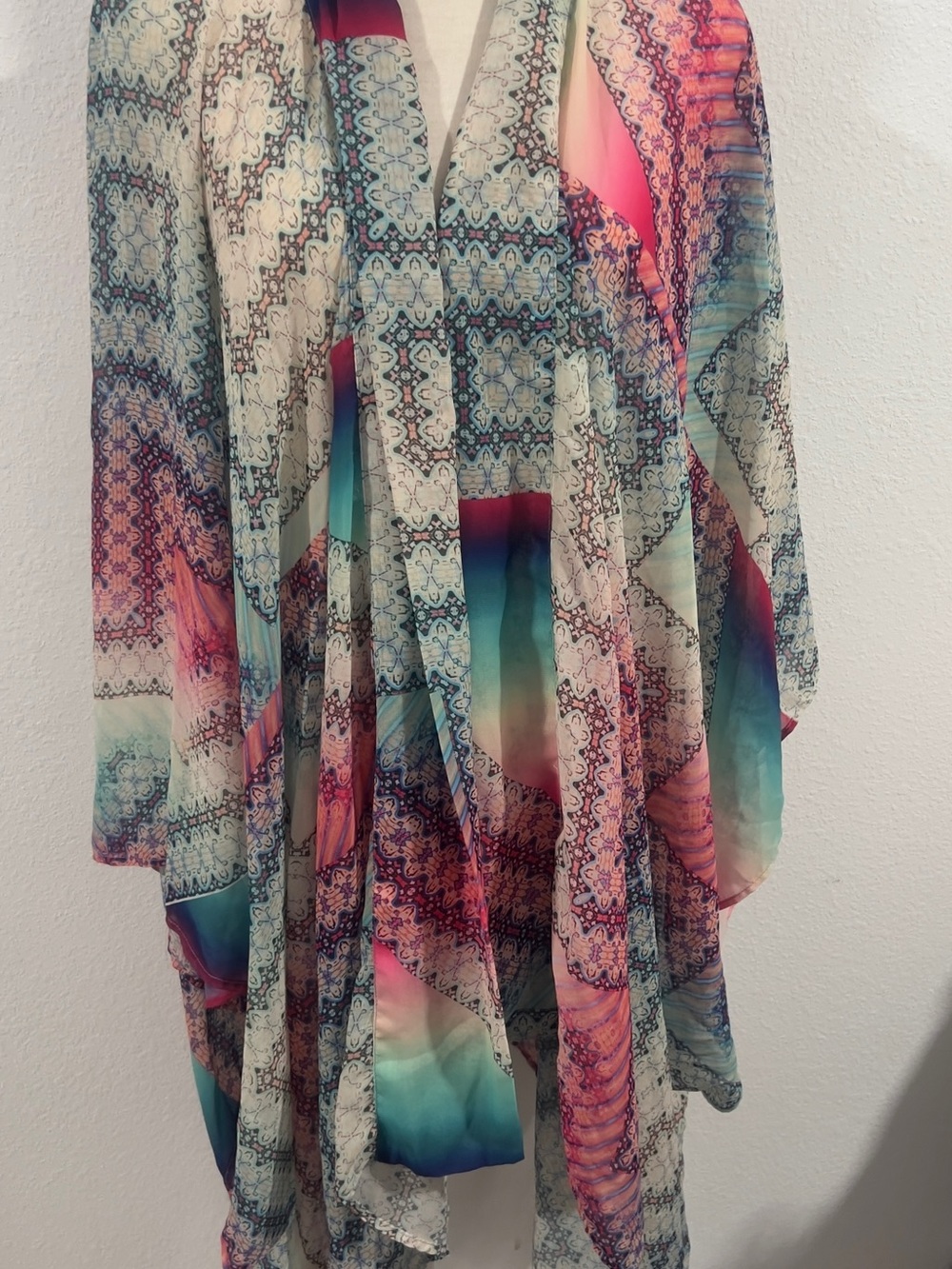 charlie jade Pink, Blue & Cream Patterned Chiffon Kimono